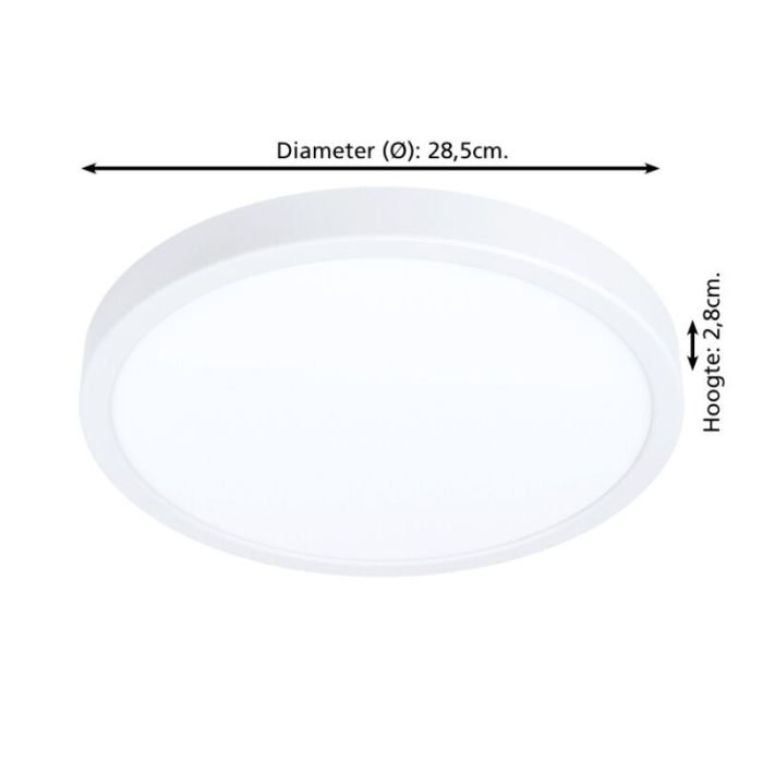 Witte smart plafondlamp kunststof, Geraldo, 19,5W, warm tot koud wit verstelbare LED, IP44