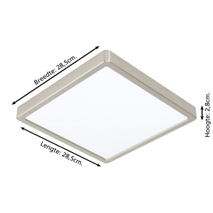 Nikkelen smart plafondlamp kunststof, Geraldo, 19,5W, warm tot koud wit verstelbare LED, IP44