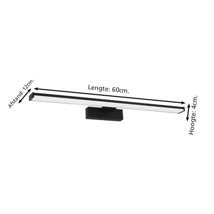 Zwarte spiegelverlichting kunststof, Nancy, 11W, 4000K LED, IP44