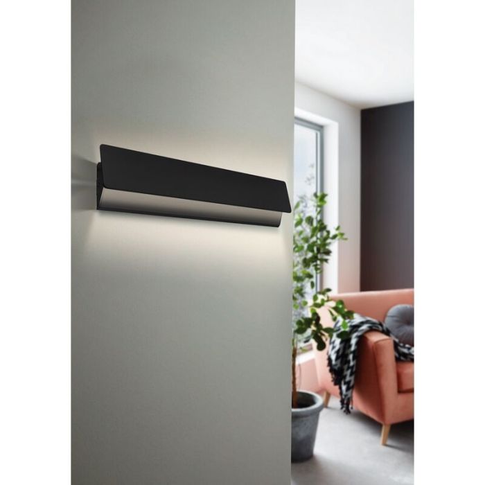 Zwarte moderne wandlamp, Zion, aluminium, 12w 3000K (warm wit) LED