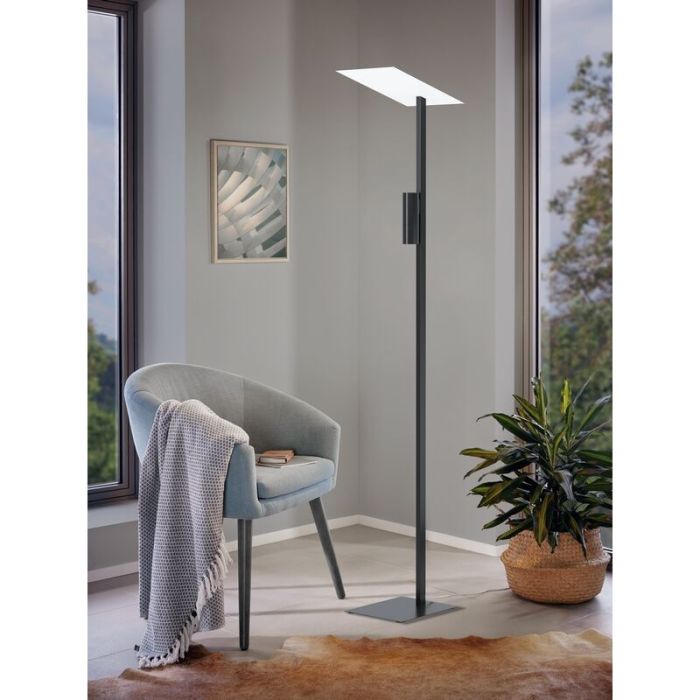 Zwarte moderne vloerlamp, Annegreet, aluminium