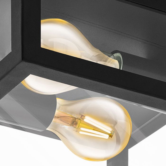 Zwarte moderne badkamer plafondlamp glas, Amadou, IP44