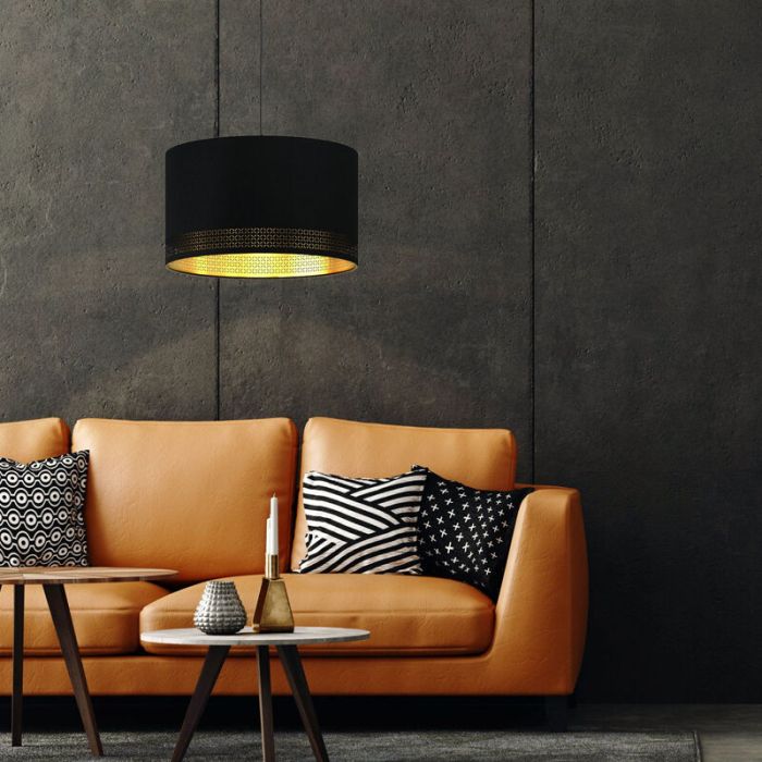 Zwarte moderne hanglamp stof, Niko