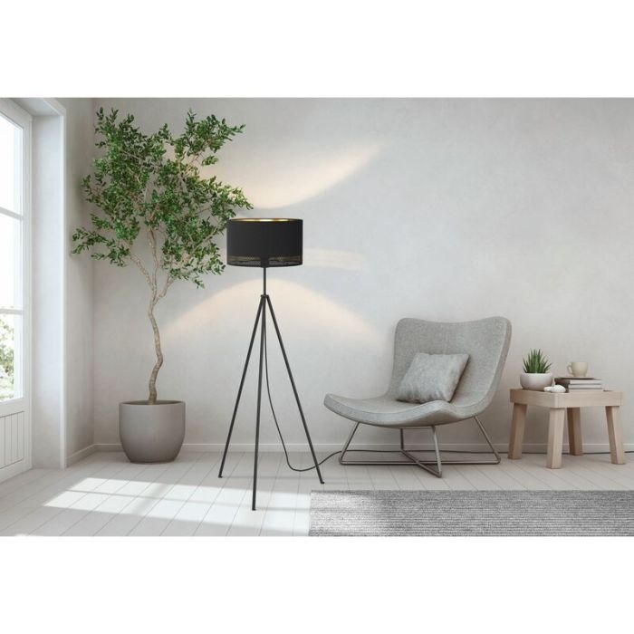 Zwarte moderne driepoot vloerlamp, Niko, staal