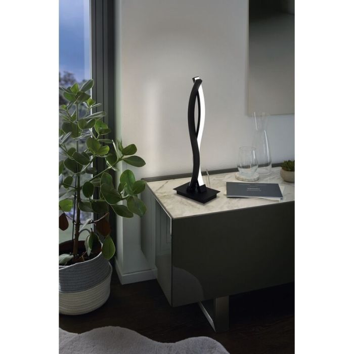 Zwarte moderne tafellamp aluminium, Arantxa, 10W, 3000K LED, met schakelaar