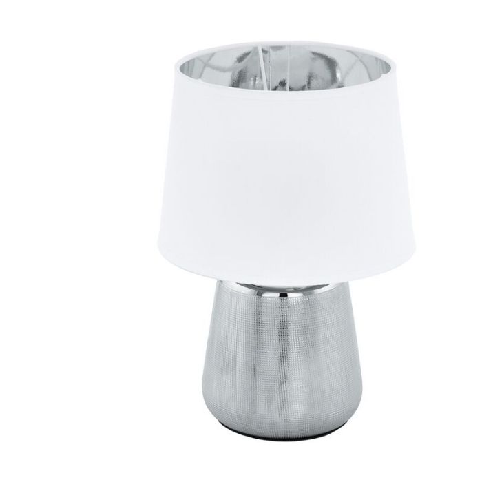 Keramische tafellamp zilver, Elvin, met schakelaar
