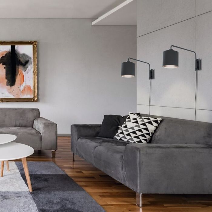Zwarte moderne wandlamp, Vanita, staal