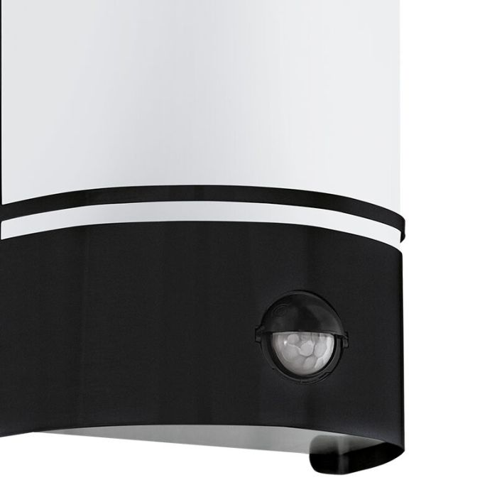 Zwarte moderne buiten wandlamp met bewegingssensor staal, Elyana, IP44
