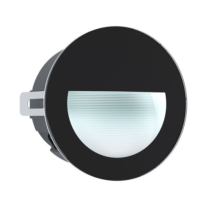 Zwarte moderne inbouwspot, Luigino, aluminium, 2,5w 4000K (wit) LED