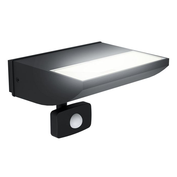 Zwarte moderne buitenlamp met bewegingssensor, Samuel, aluminium, met bewegingssensor