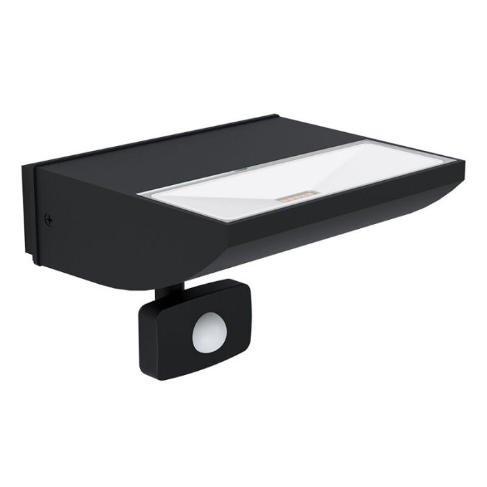 Zwarte moderne buitenlamp met bewegingssensor, Samuel, aluminium, met bewegingssensor