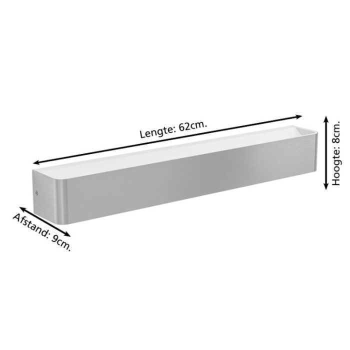 Nikkelen moderne badkamer wandlamp aluminium, Rafael, 26,5W, 3000K LED, IP44