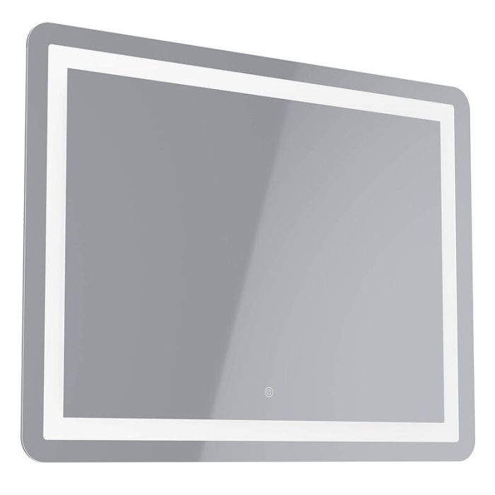 Grijze moderne spiegel met verlichting glas, Bibi, 18,6W, warm tot koud wit verstelbare LED, IP44, met schakelaar