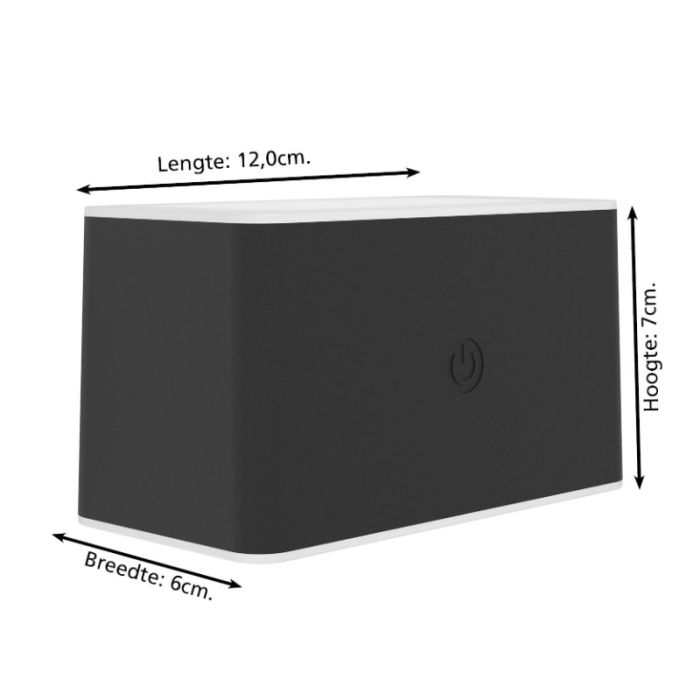 Zwarte moderne wandlamp kunststof, Vishal, 12W, warm tot koud wit verstelbare LED, IP44, met touchdimmer
