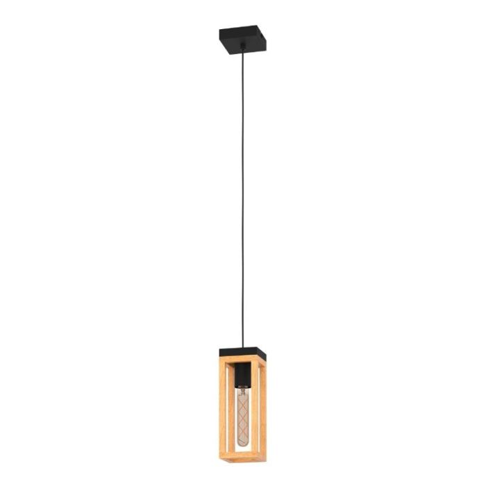 Houten hanglamp bruin, Jasmina, met schakelaar