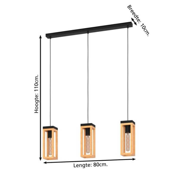 Houten hanglamp bruin, Jasmina