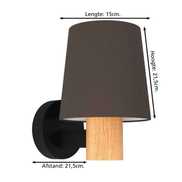 Taupe landelijke wandlamp stof, Teodora
