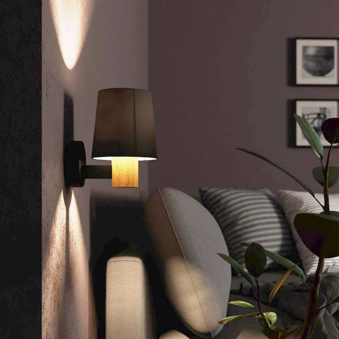 Taupe landelijke wandlamp stof, Teodora