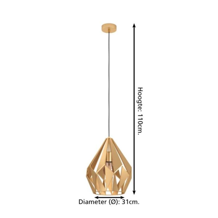 Gouden industriële hanglamp aluminium, Acri