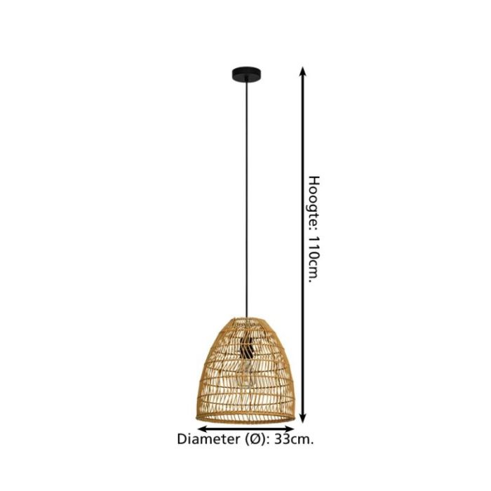 Houten hanglamp bruin, Wilfried