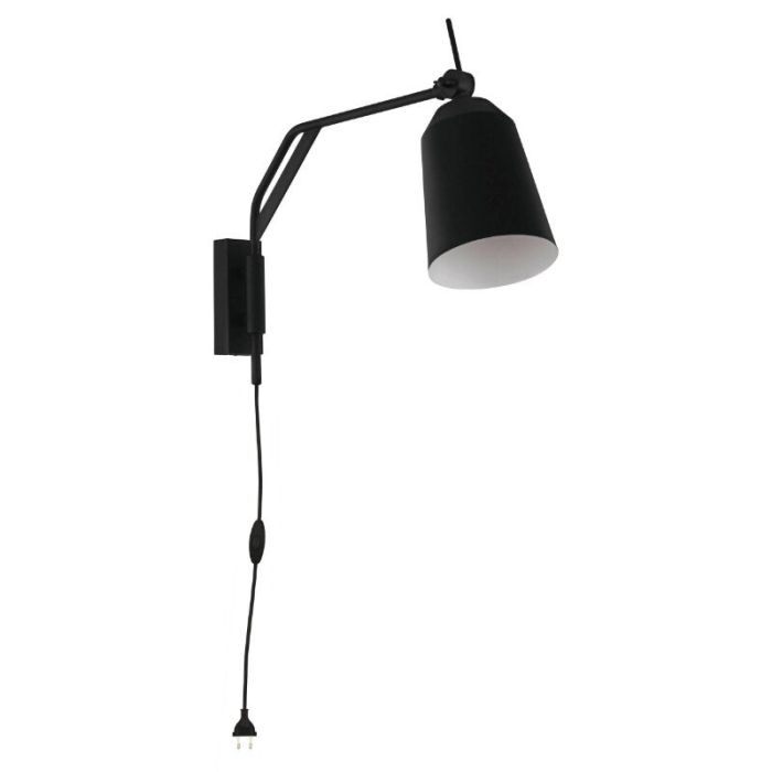 Zwarte industriële wandlamp aluminium, Jelco, met schakelaar
