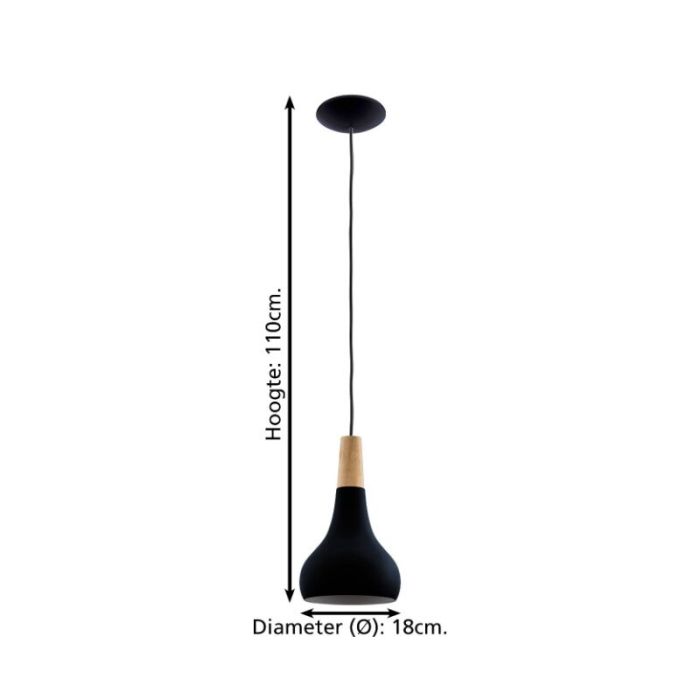 Zwarte hanglamp aluminium, Tjebbe