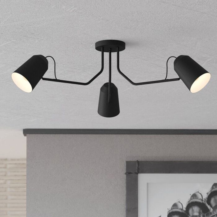 Zwarte industriële plafondlamp aluminium, Jelco