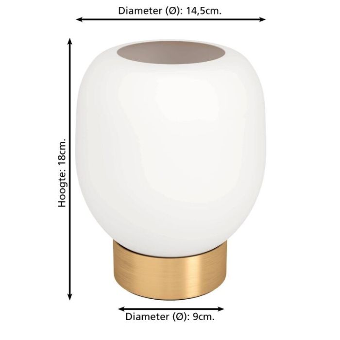 Witte design tafellamp glas, Jeannine, met schakelaar