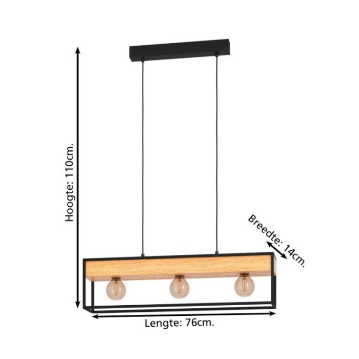 Zwarte industriële hanglamp aluminium, Jelani