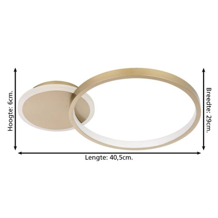 Gouden moderne plafondlamp aluminium, Sivan, 15W, warm tot koud wit verstelbare LED, 3-staps dimbaar