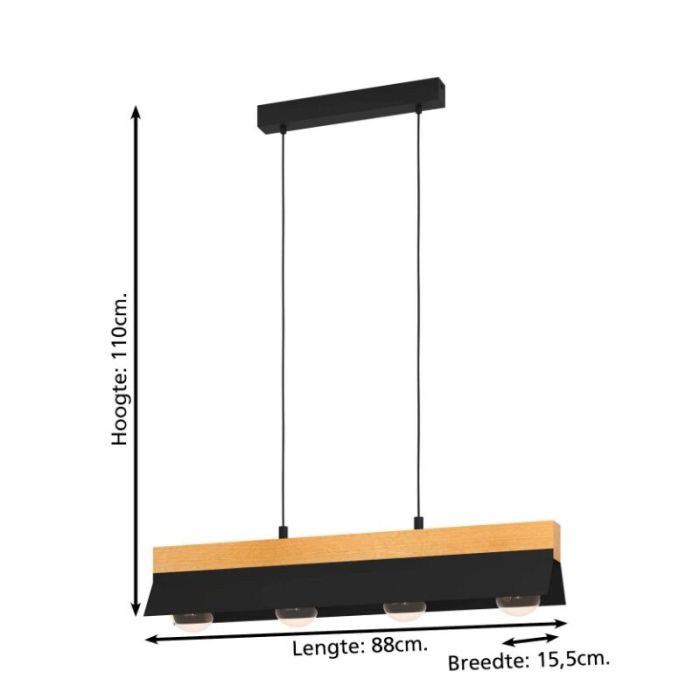 Zwarte industriële hanglamp aluminium, Kyla
