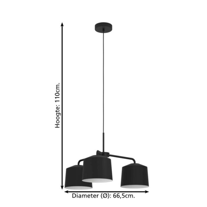Zwarte industriële hanglamp aluminium, Vinod