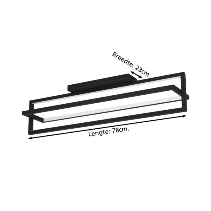 Zwarte moderne plafondlamp aluminium, Lianne, 34W, warm tot koud wit verstelbare LED, 3-staps dimbaar
