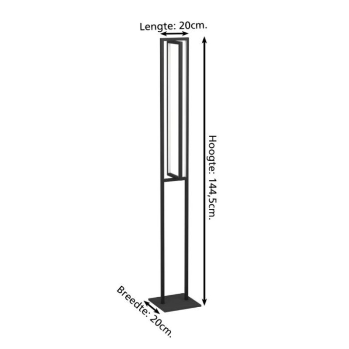 Zwarte moderne vloerlamp aluminium, Lianne, 34W, warm tot koud wit verstelbare LED, 3-staps dimbaar