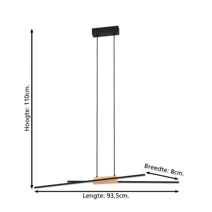 Zwarte moderne hanglamp aluminium, Leintje, 13W, 3000K LED
