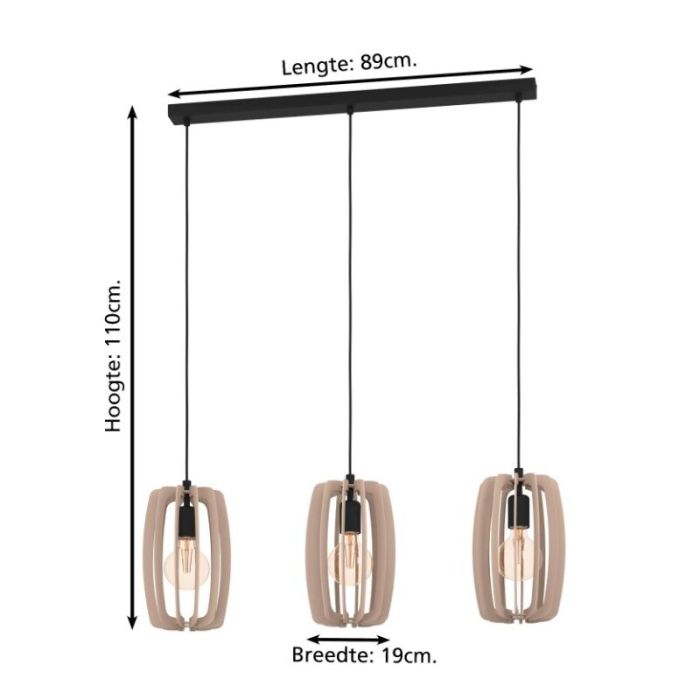 Houten hanglamp grijs, Wilko