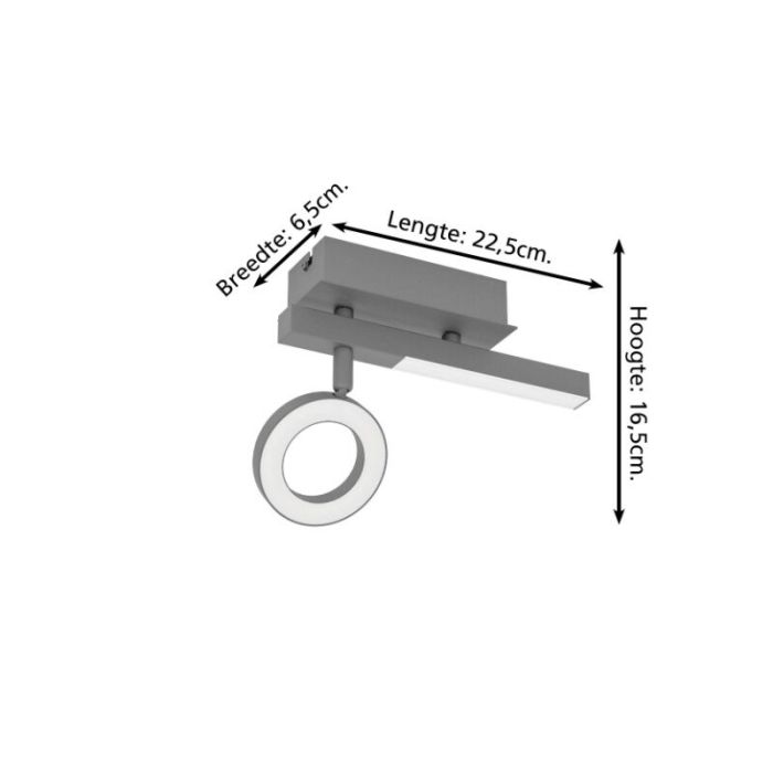 Zwarte moderne plafondspot aluminium, Madelinde, 3,2W, 3000K LED