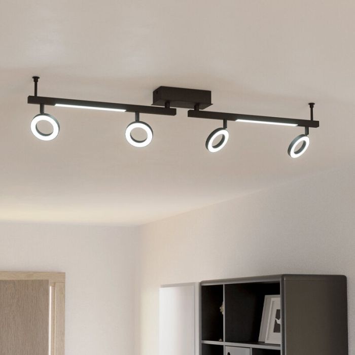 Zwarte moderne plafondspot aluminium, Madelinde, 3,2W, 3000K LED