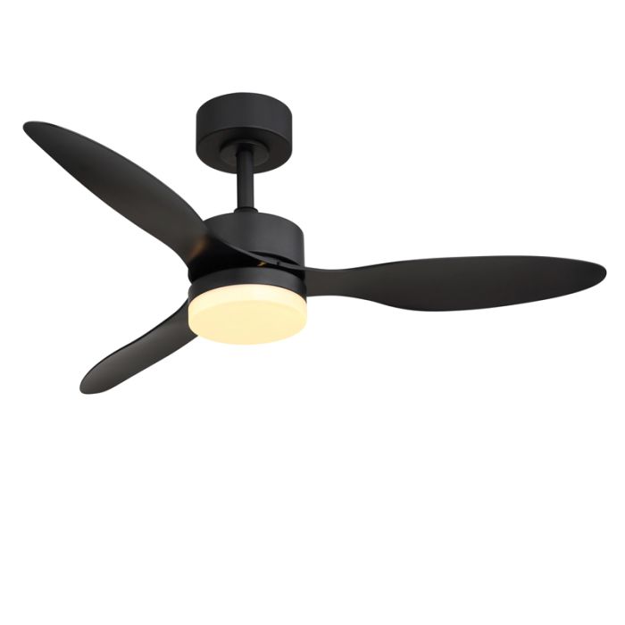 Zwarte moderne plafondventilator metaal, Herre, 20W, warm tot koud wit verstelbare LED, met afstandsbediening