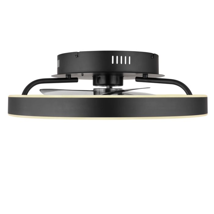 Zwarte moderne plafondventilator kunststof, Joos, 40W, warm tot koud wit verstelbare LED, met afstandsbediening