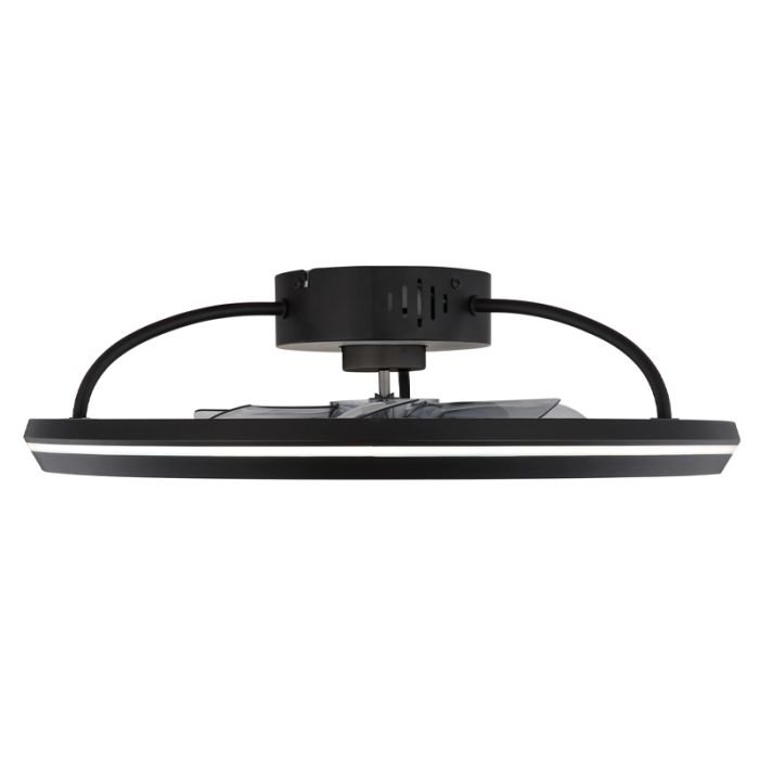 Zwarte moderne plafondventilator kunststof, Juulke, 40W, warm tot koud wit verstelbare LED, met afstandsbediening