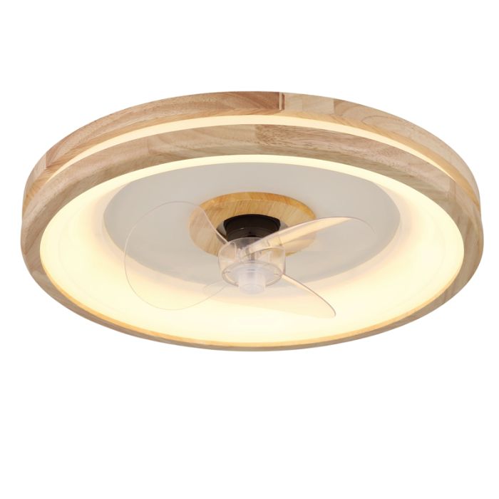 Moderne plafondventilator hout, Klaaske, 30W, warm tot koud wit verstelbare LED, met afstandsbediening