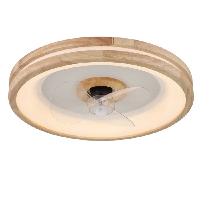 Moderne plafondventilator hout, Klaaske, 30W, warm tot koud wit verstelbare LED, met afstandsbediening