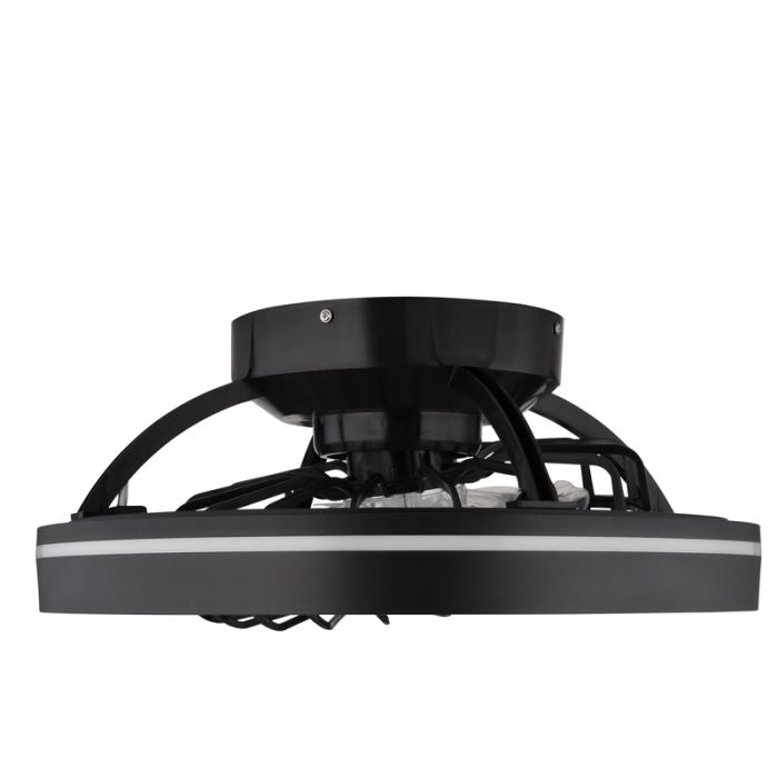 Zwarte moderne plafondventilator kunststof, Lenard, 40W, warm tot koud wit verstelbare LED, met afstandsbediening