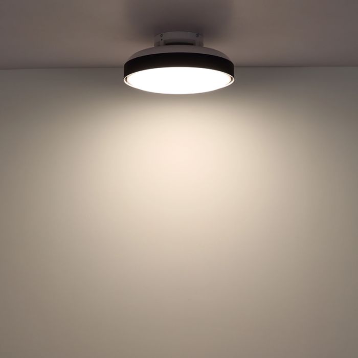 Zwarte moderne plafondventilator kunststof, Madhavi, 40W, warm tot koud wit verstelbare LED, met afstandsbediening