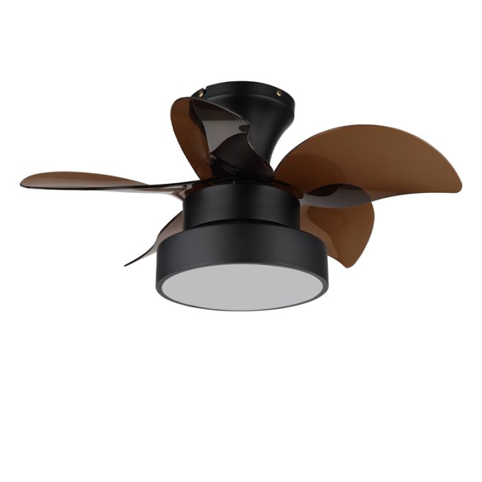 Nikkelen design plafondventilator metaal, Mahmut, 22W, white switch LED, met afstandsbediening