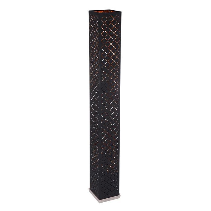 Moderne vloerlamp Timur, zwart, metaal, met speaker