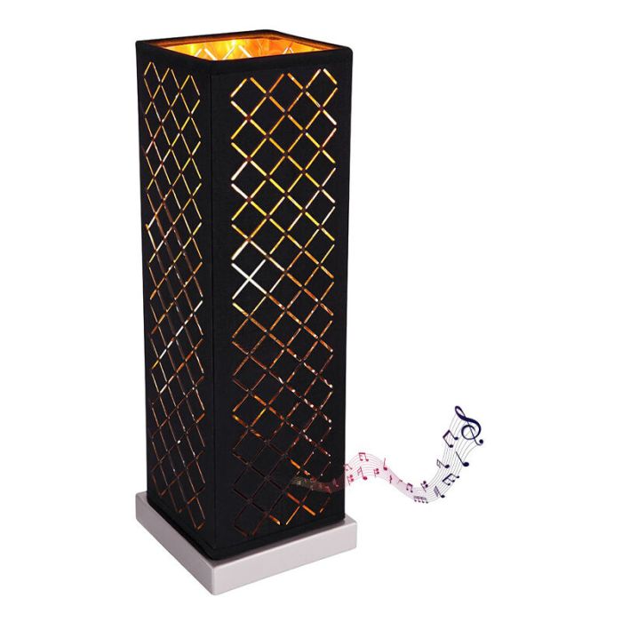 Moderne tafellamp Timur, zwart, metaal, met speaker