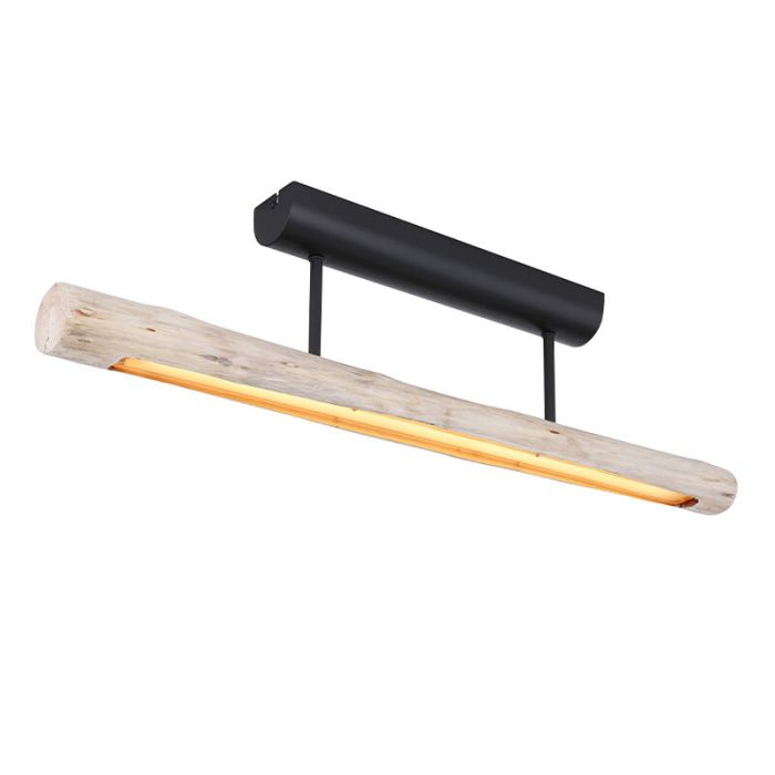Landelijke plafondlamp Abbas, bruin, hout, 3000K LED