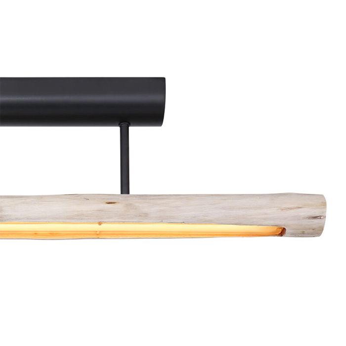 Landelijke plafondlamp Abbas, bruin, hout, 3000K LED
